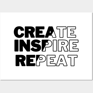 Create, Inspire, Repeat - [DARK LOGO] Posters and Art